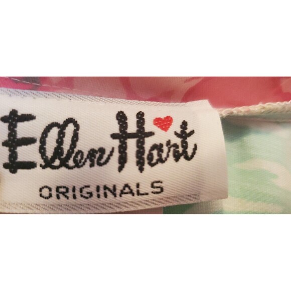 Vtg 1980s Ellen Hart Original Pink Pastel Floral Shirt Dress W/ Belt Flower 22 T - Picture 6 of 16